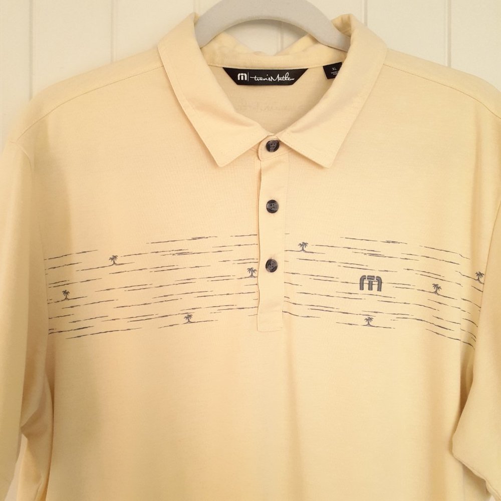 Travis Mathew Pit Boss Polo in Heather Pale Sunset Yellow Size XL - Picture 4 of 13